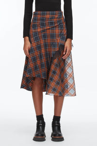 3.1 Phillip Lim - DRAPED MIDI SKIRT WITH ORGANZA COMBO