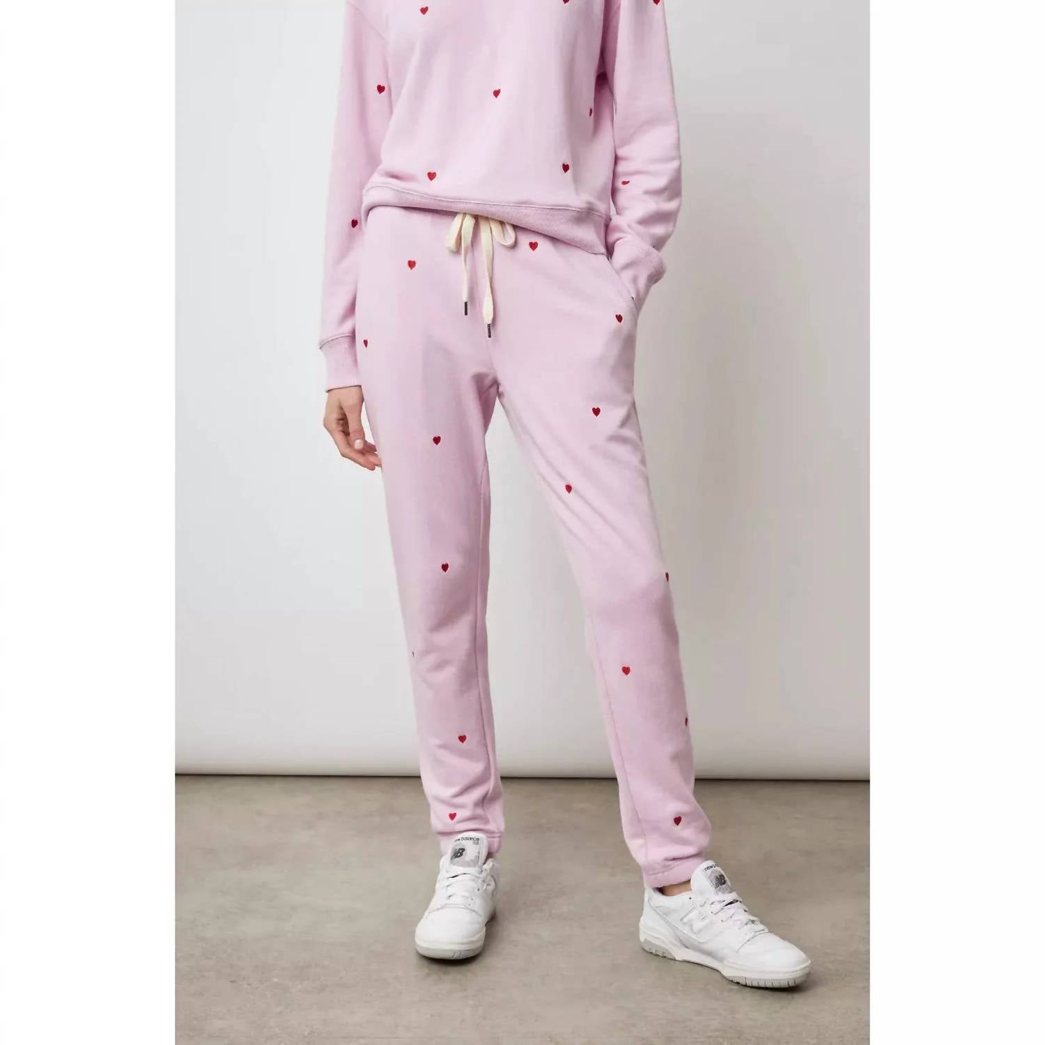 Rails Women's Kingston Sweatpants in red embroidered hearts - women's pants
