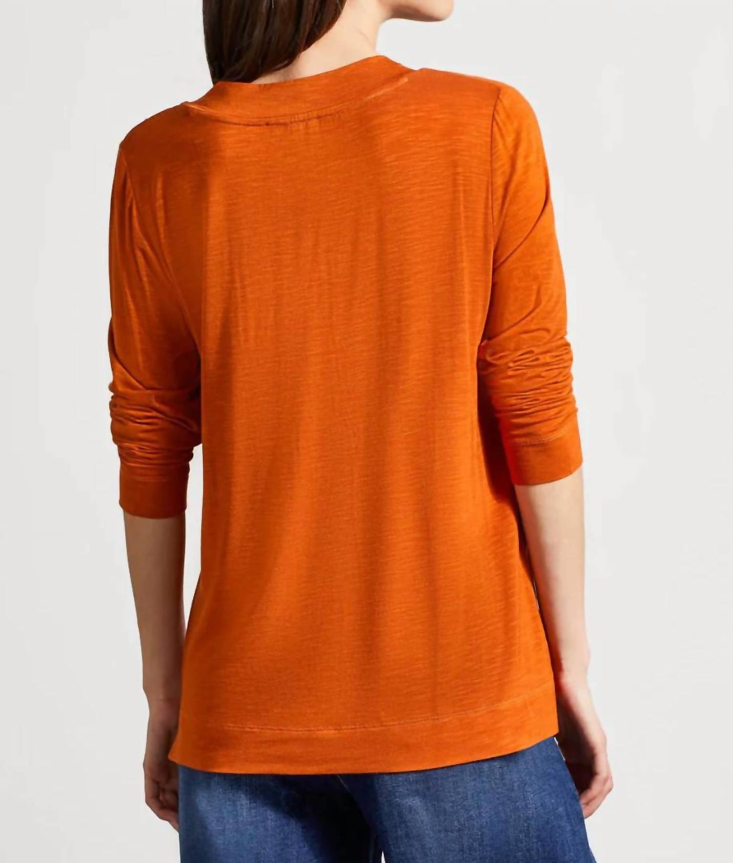 Tribal - Women's Long Sleeve V-neck Top With Side Slits