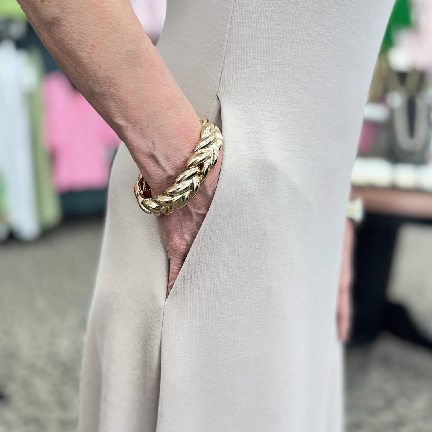 Entro - Solid Cap Sleeve Mock Neck Midi Dress