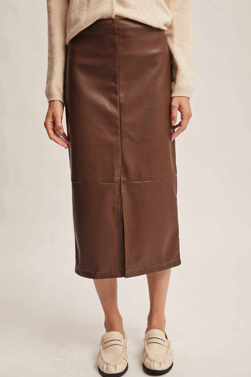 Forte - Sloan Vegan Leather Midi Skirt