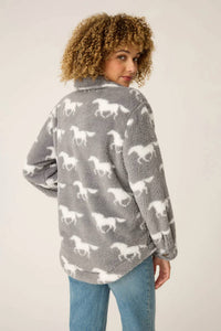 Pj Salvage - Let's get cozy Plush Horse Print Jacket