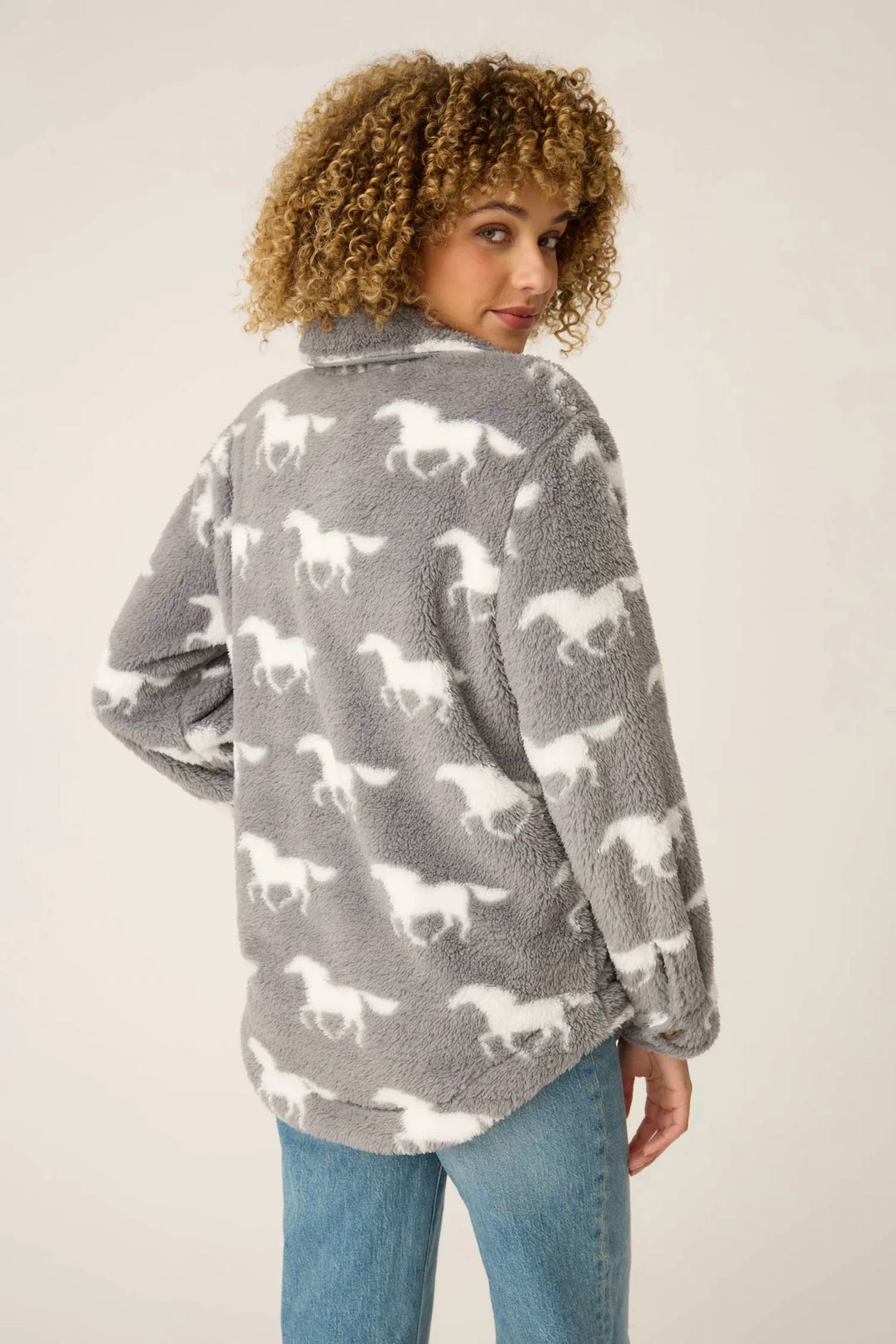 Pj Salvage - Let's get cozy Plush Horse Print Jacket