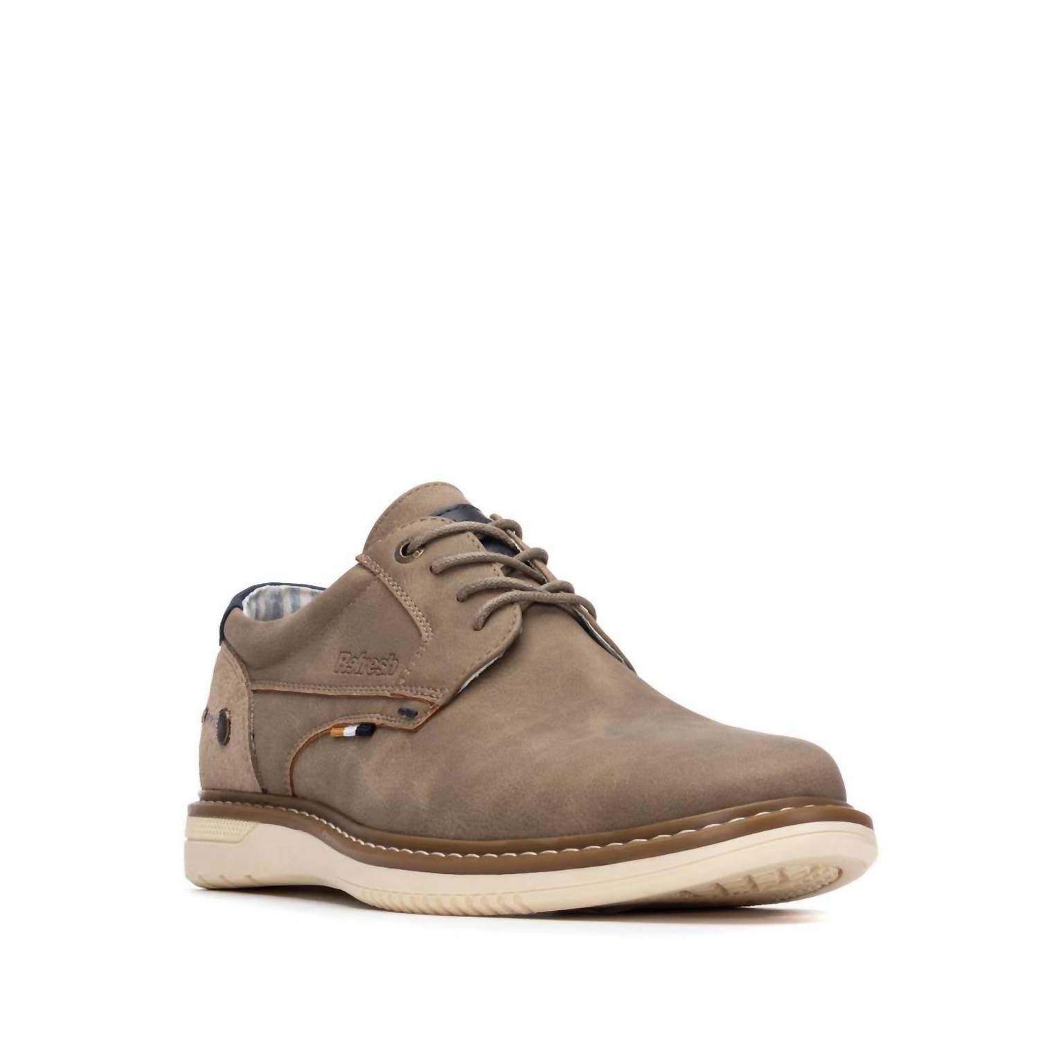 Xti Men's Comfort Sole Casual Oxfords in taupe - men's shoe - detail view