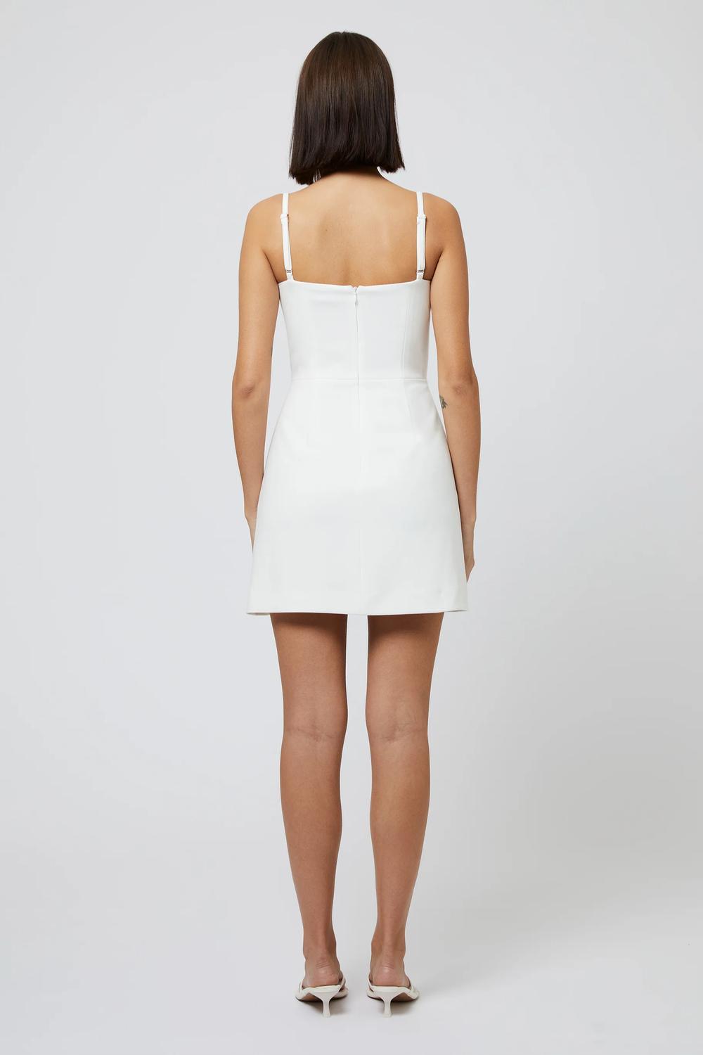 FRENCH CONNECTION Whisper Foldover Mini Dress in summer white - women's dress - detail view