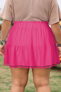 Dear Lover - Frilled Elastic Waist Lace Trim Boho Ruffled Shorts - Plus