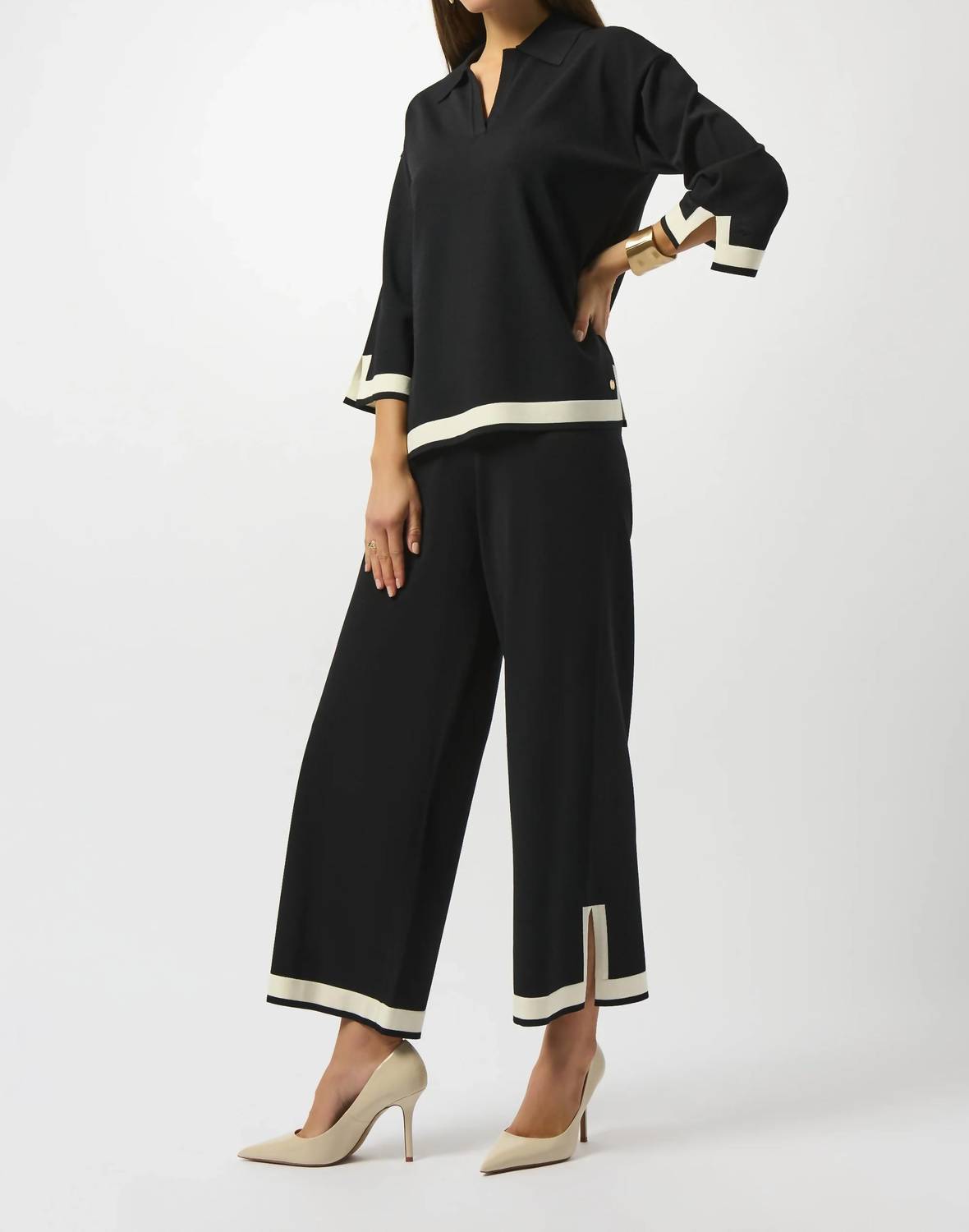 Joseph Ribkoff - Color Block Knit Wide Leg Pants
