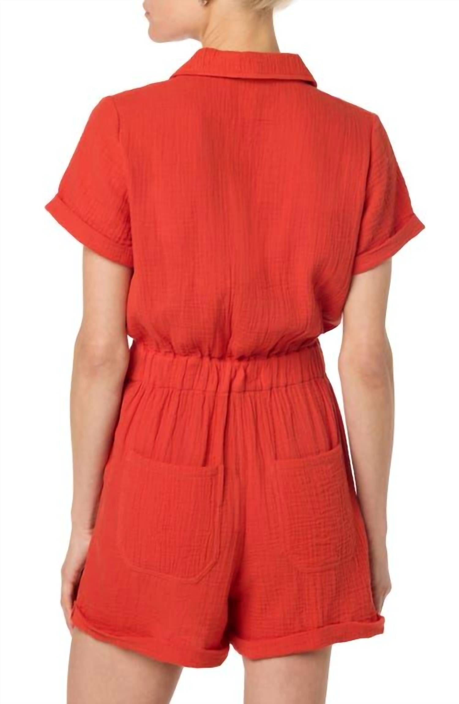 Joe's Jeans Gauze Shorts Romper in valiant poppy - women's pants - alternate view