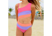 Limeapple - Girls Cutout Stripe One Piece Swimsuit