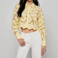 L'Agence - Seychelle Cropped Eyelet Blouse