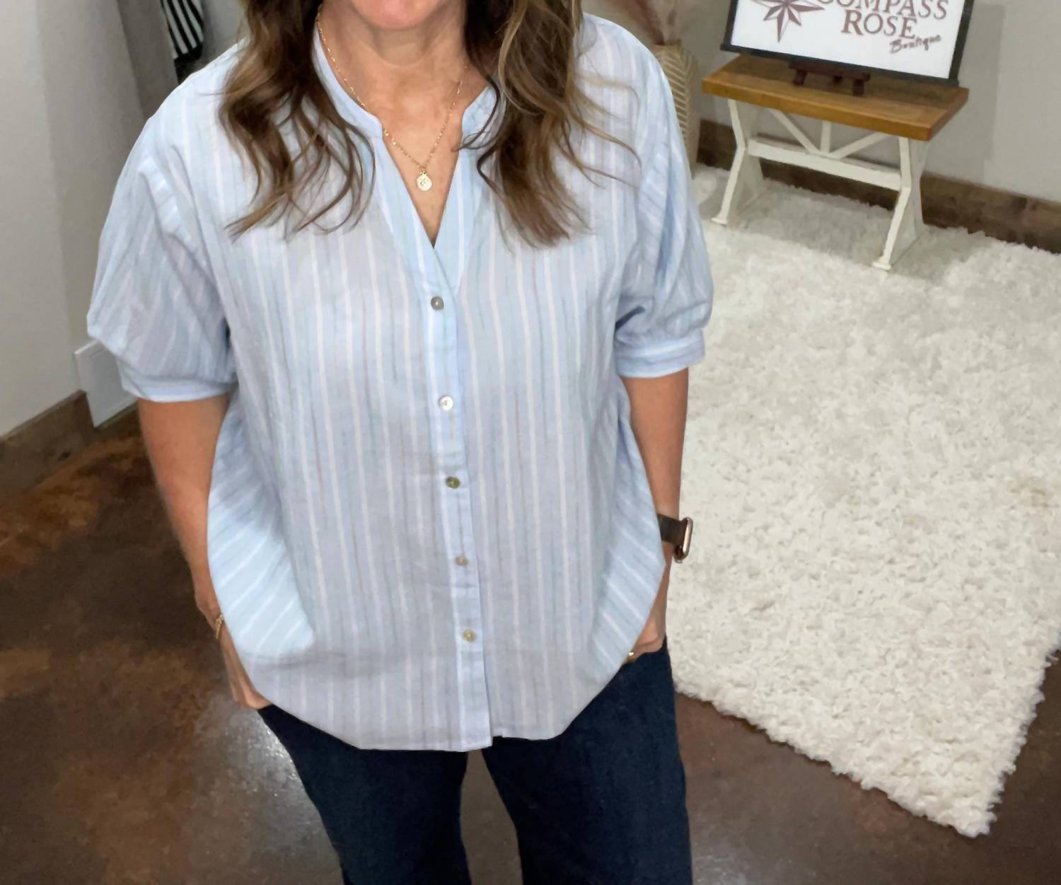 Vine & Love - Stripe Printed Blouse