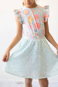 Mila & Rose Girls Sequin Twirl Skort in aqua - kids' item