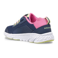 SAUCONY Kid's Wind Sneakers in shield a c navy pink - kids' sneaker - detail view