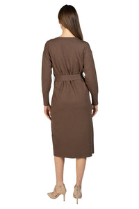 Love Token - Knit Midi Sweater Dress With Tie Sash