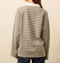 Faherty Hometown Rugby Polo in lakeshore bay stripe - women's long sleeve top - alternate view