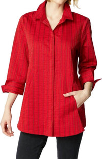 habitat East Side Stripes Hidden Placket Shirt in ruby 1 - women's blouse