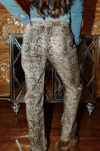 Dustella Python Print Stretch Jeans in beige - women's pants - detail view
