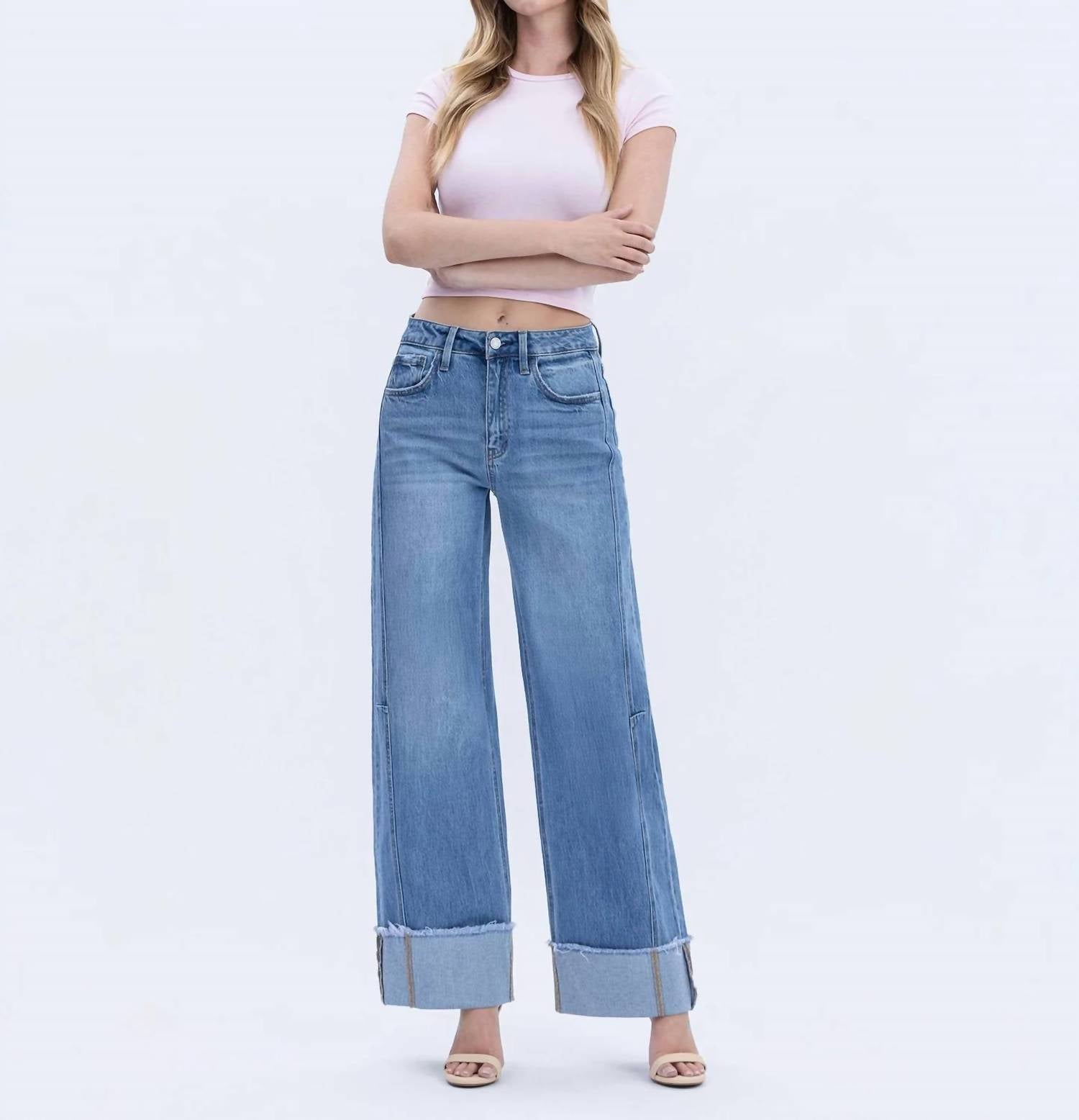 Vervet By Flying Monkey - High Rise Cuffed Wide Jeans
