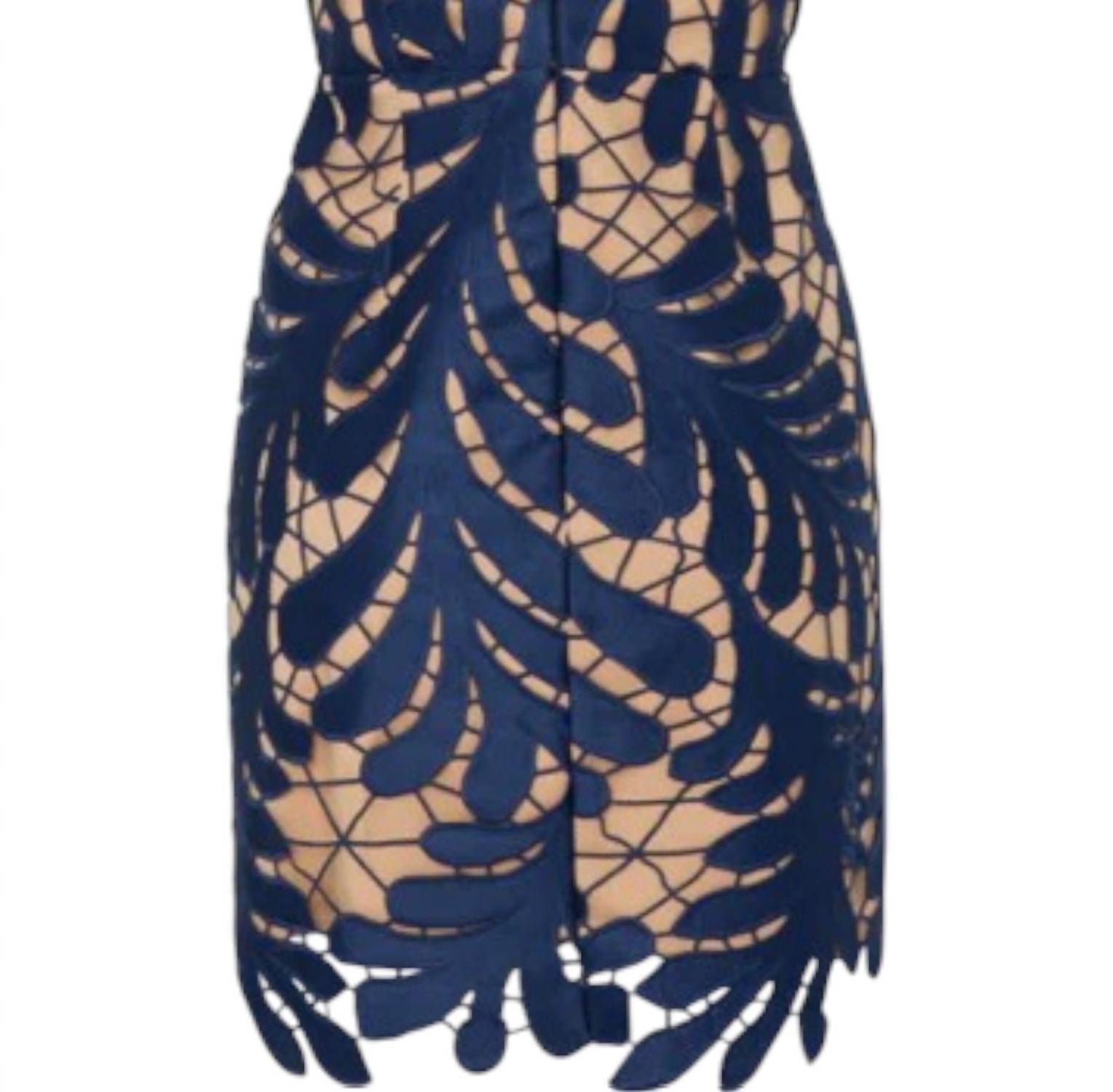 Milly - Osianna Strapless Leaf Lace Mini Dress
