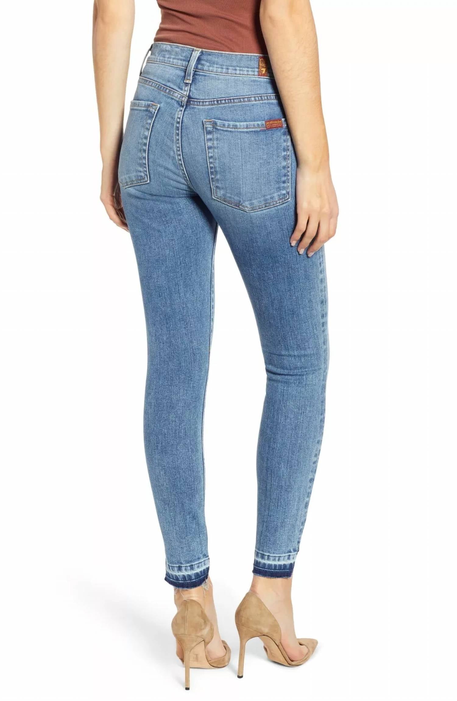 7 For All Mankind - The Ankle Super Skinny Step Raw Hem Denim Jeans