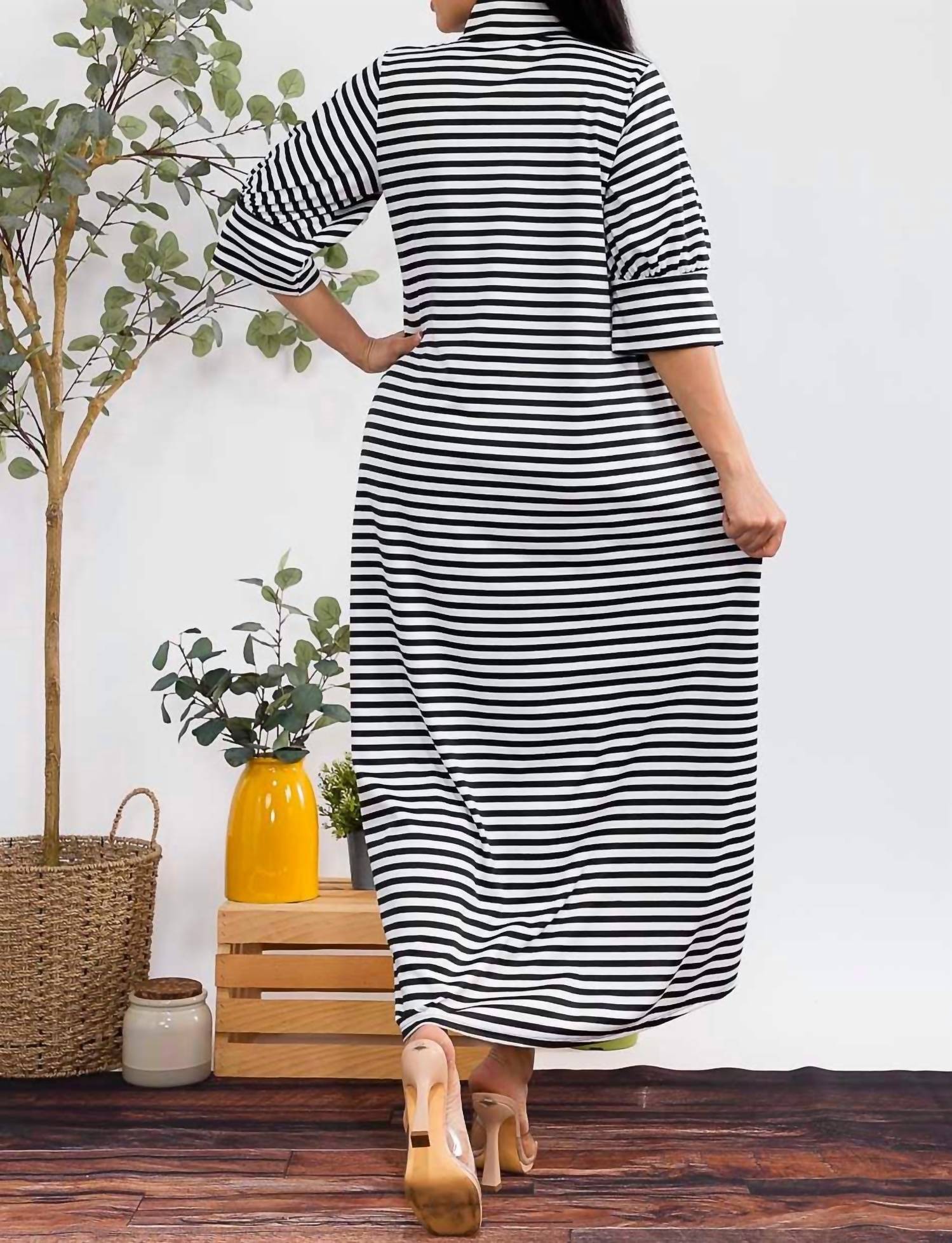 Karen T Design - Button Down Stripe Midi Dress