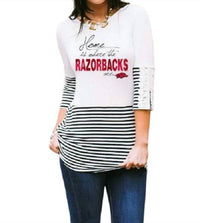 Gameday Couture - University of Arkansas Button-Lace Top