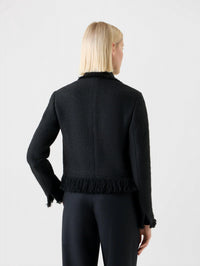 AKRIS PUNTO Tweed Fringe Short Jacket in black - women's jacket - alternate view