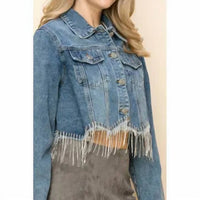 Vocal Apparel - Rhinestone Hem Denim Jacket