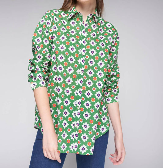 Vilagallo - GEOMETRICO VERDE ROSA SHIRT