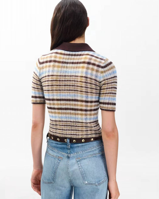 Rag & Bone - Leva Plaid Zip Polo Sweater