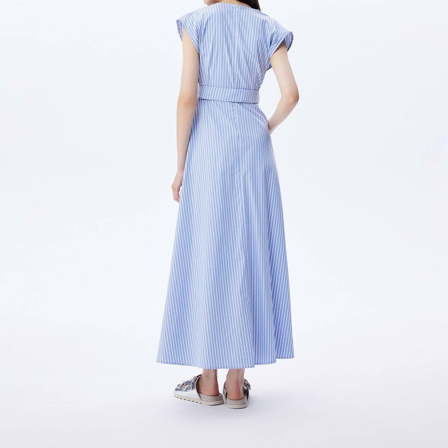 Theo The Label - Women's Echo Beaded Belt V Neck Shirtdress