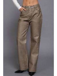 Active Basic - Washed Faux Leather Long Pants