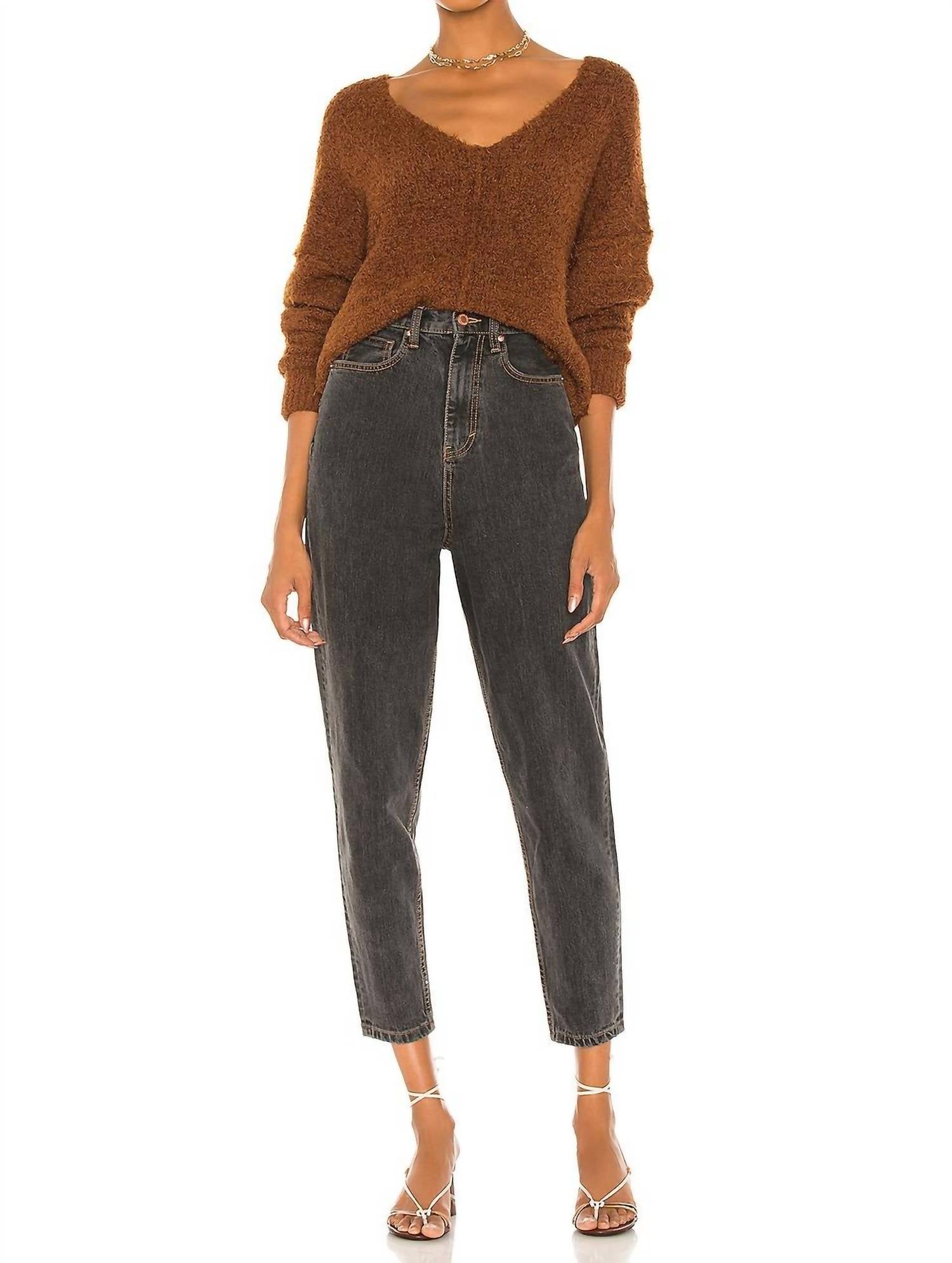 Free People Icing V-neck Pullover in mocha java - women's sweater - view 4