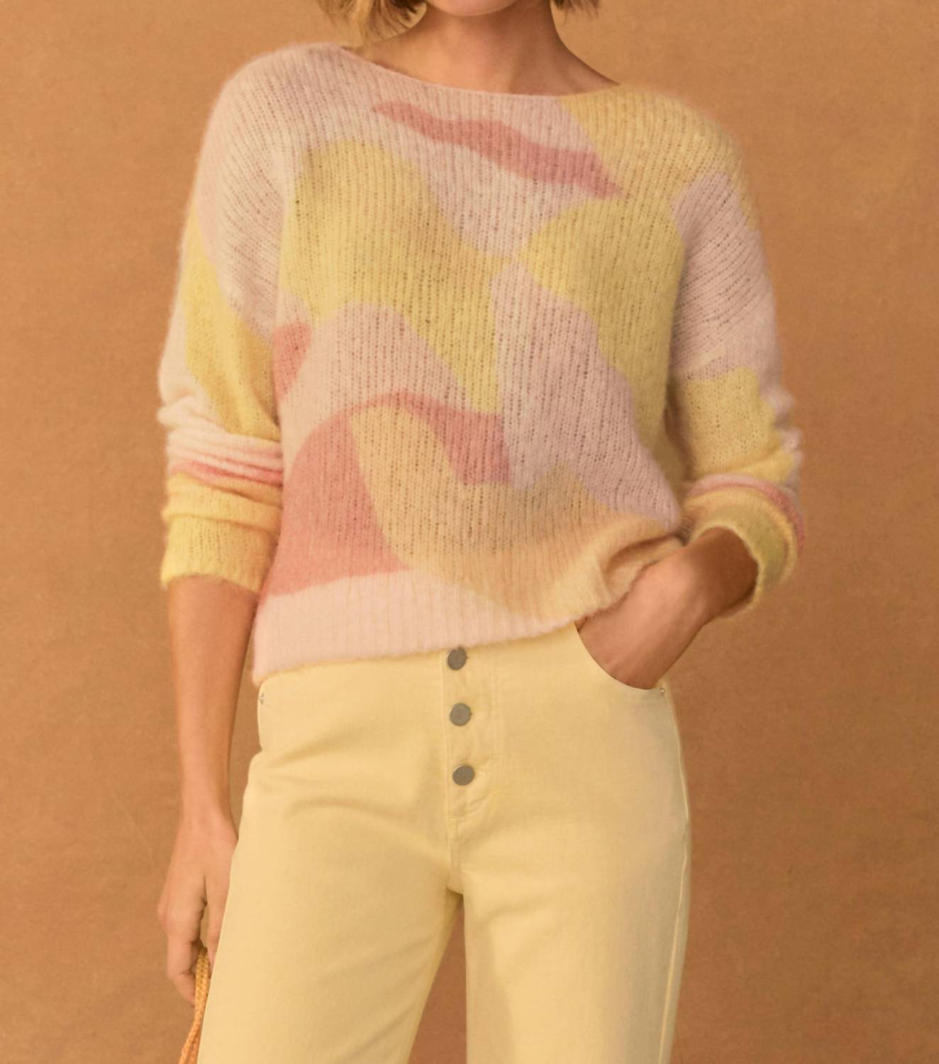 Another Love Teva Sweater in pastel peaches mix - women's sweater