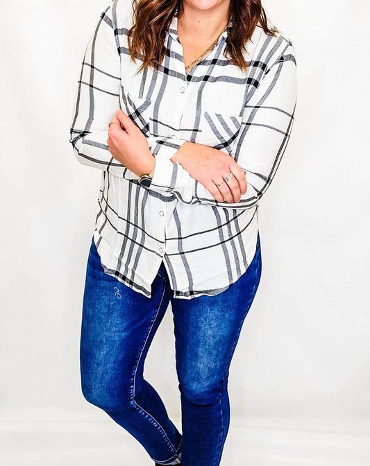 Charlie B - Plaid Button Up Top