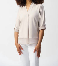 Joseph Ribkoff - Woven And Mesh Boxy Top