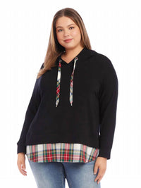 Karen Kane - Catalina Contrast Plaid Hem Hoodie