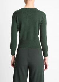 Vince Metal Button Cardigan in forest - women's cardigan - alternate view