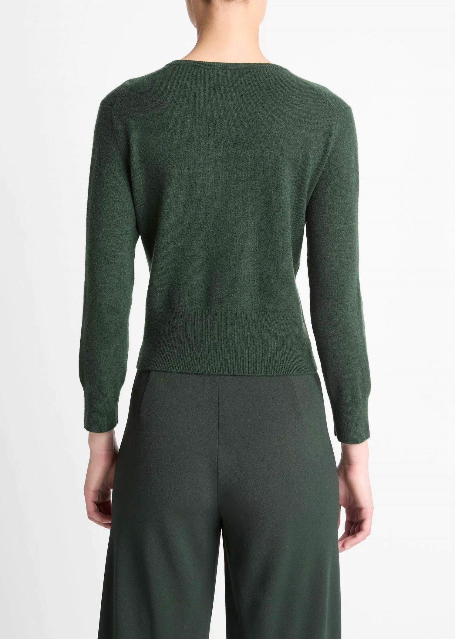 Vince Metal Button Cardigan in forest - women's cardigan - alternate view