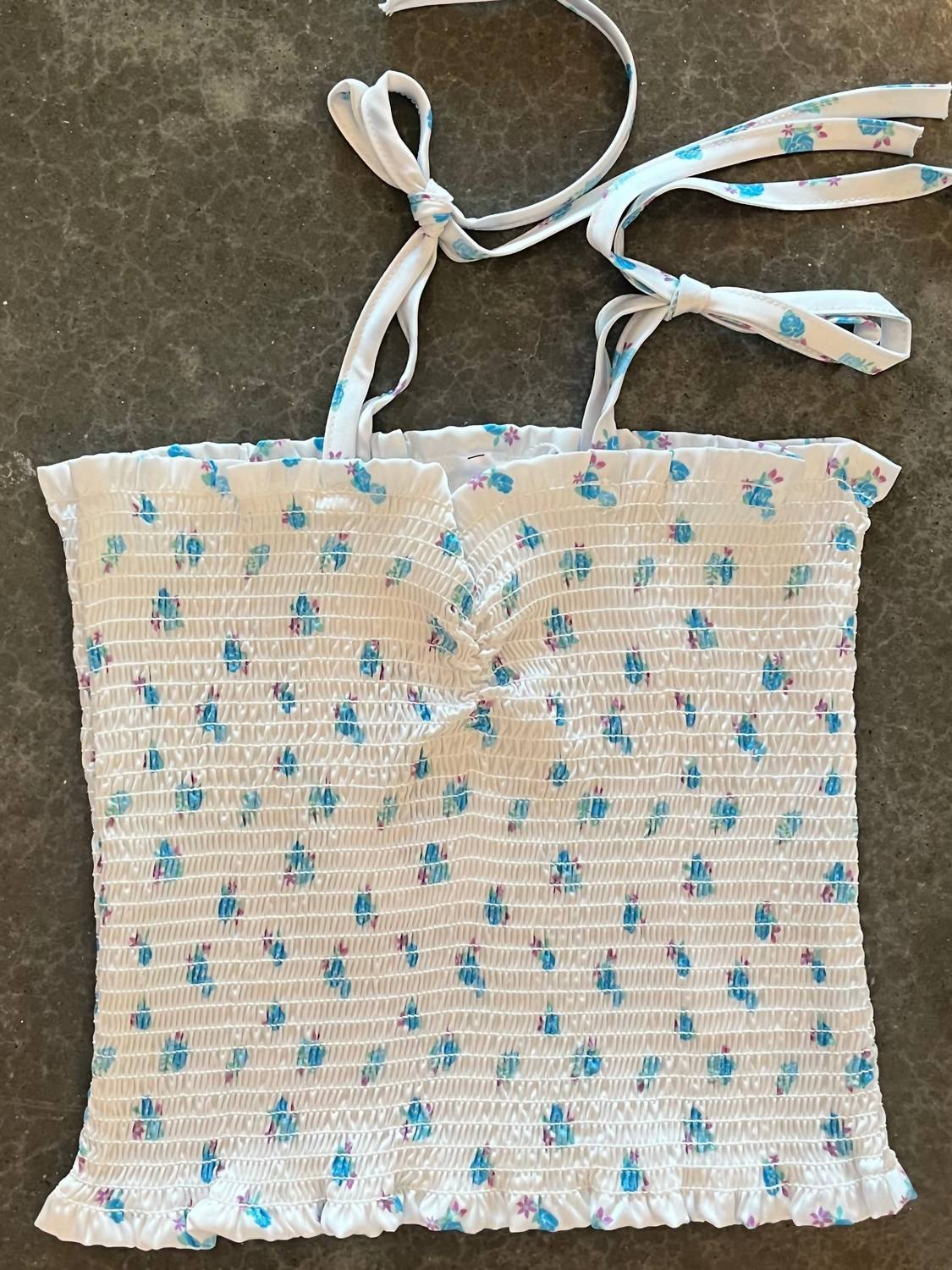 Theme - Girls Georgia Ditsy Satin Smocked Top