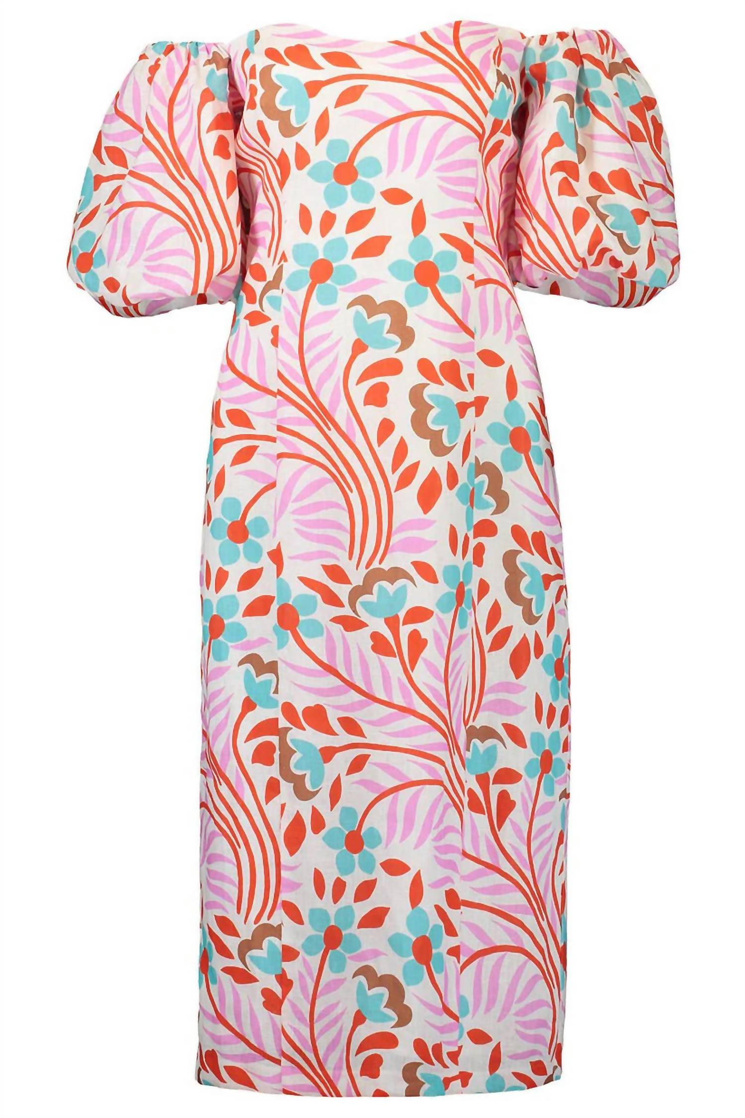 Rhode - Women's Karima Linen Puff Sleeve Midi Dress