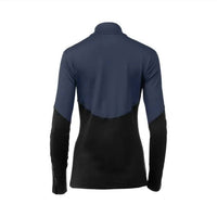 MIZUNO Women's Breath Thermo Half Zip Top in indigo black - women's long sleeve top - detail view