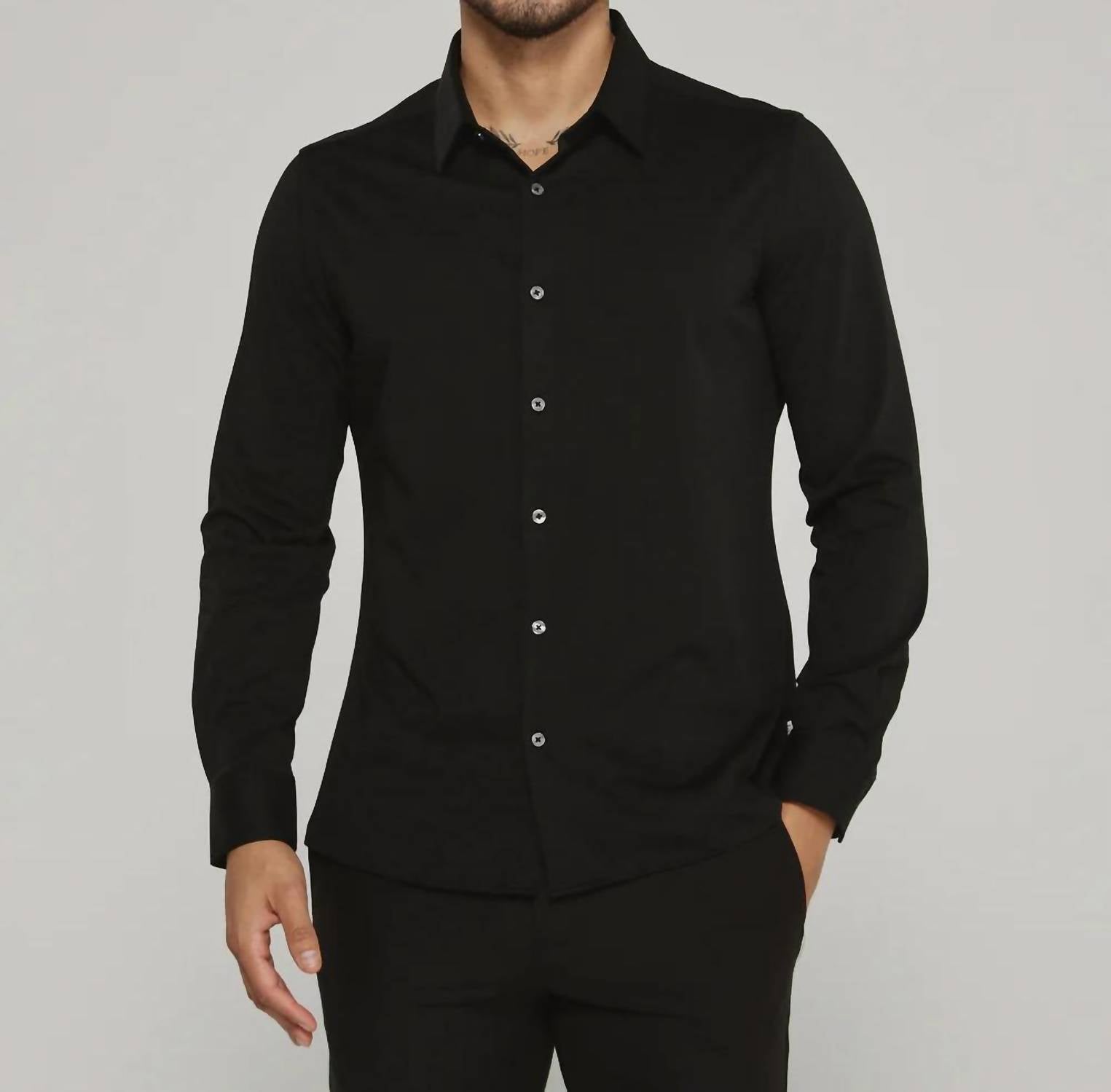 7Diamonds Girona Long Sleeve Shirt in black - men's shirt