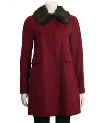 Eliza J - Faux Fur Trim Wool Blend Coat