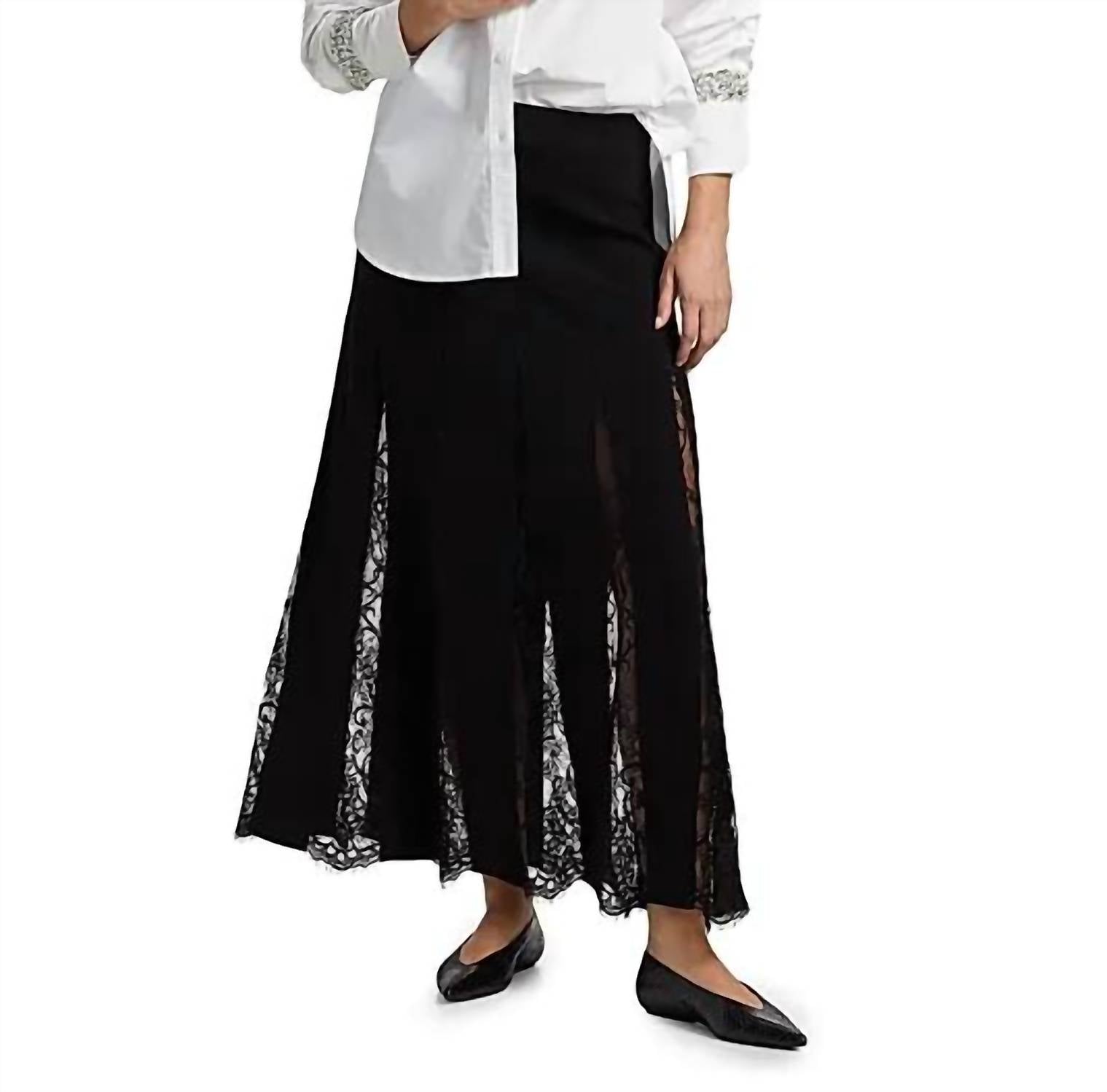 A.L.C. Mira Lace A-line Maxi Skirt in black - women's skirt