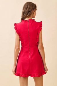 Tcec - Ruffle Notched Neckline Dress