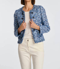Weill Fringe Tweed Catalyna Jean Jacket in blue - women's jacket