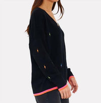 Brodie Cashmere - Electric Embroidery V-neck Sweater