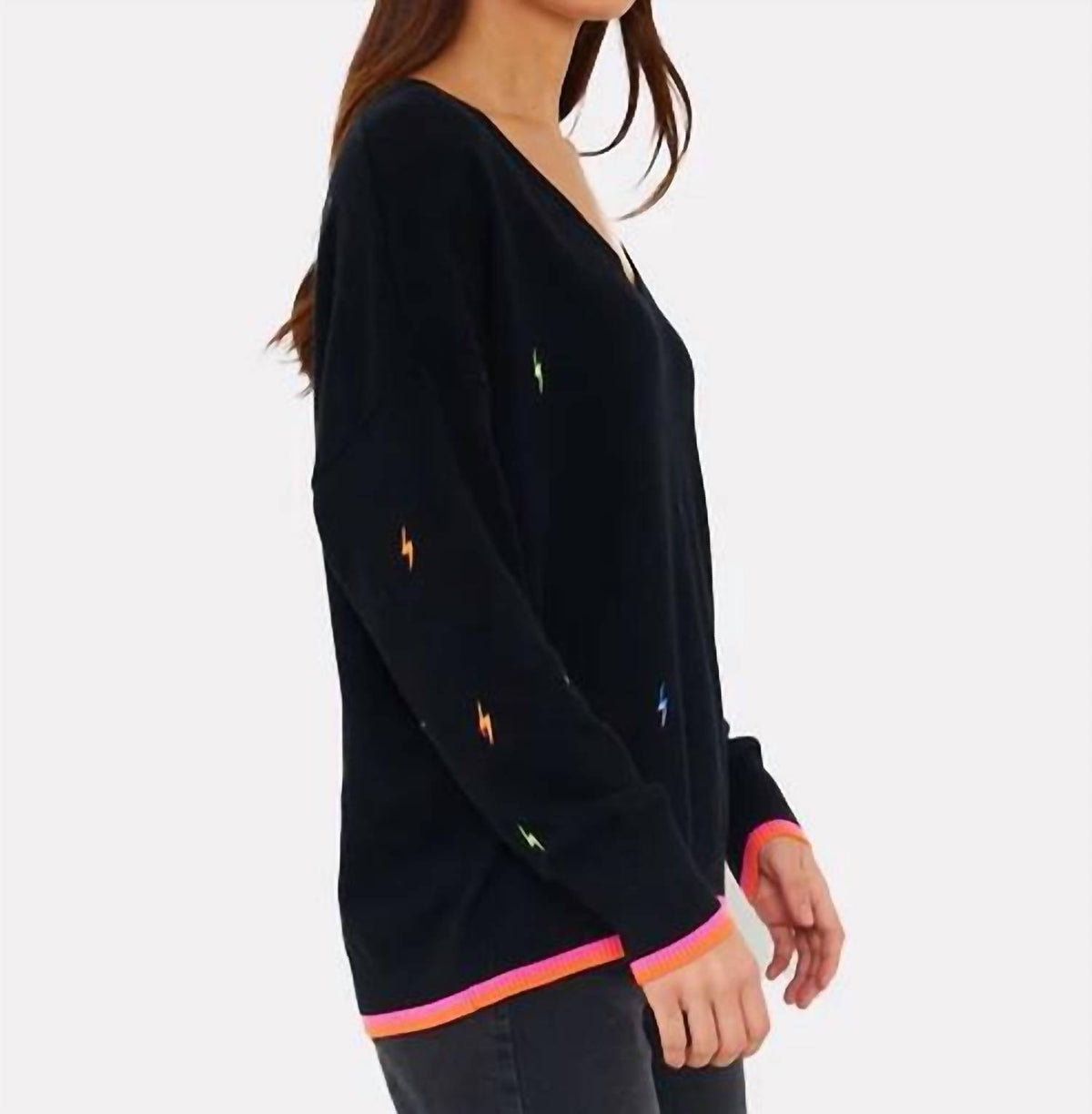Brodie Cashmere - Electric Embroidery V-neck Sweater