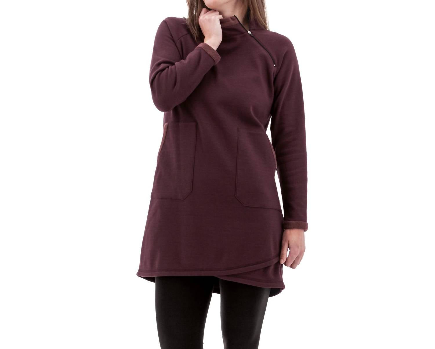 Aventura Weekend Mock Neck Fleece Dress in sassafras - women's dress